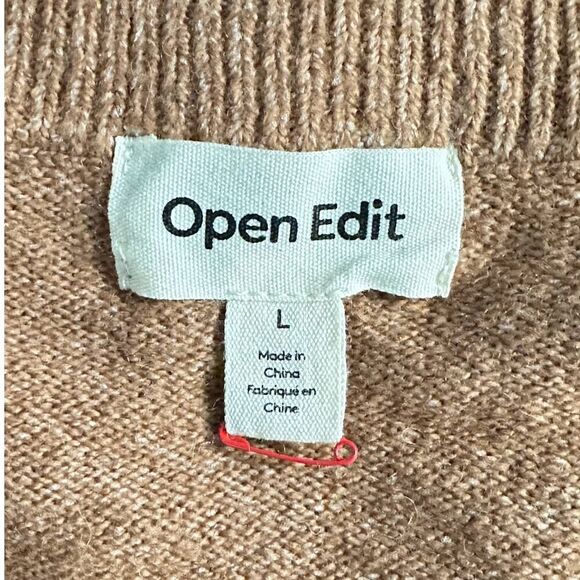 Open Edit Sweater Women's Size Large Brown Asymmetric Side Slit Hem Tunic NWT - Picture 7 of 12